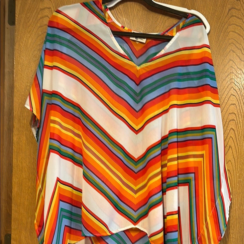 Show Me Your MuMu White and Orange Asymmetrical Blouse
